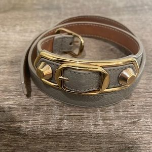 Balenciaga Dark Grey Shiny Goat Leather Wrap Bracelet